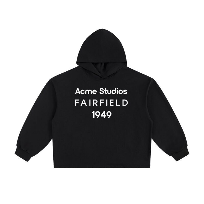 ACME STUDIOS LOGO - HEAVYWEIGHT OVERSIZED HOODIE - BLACK