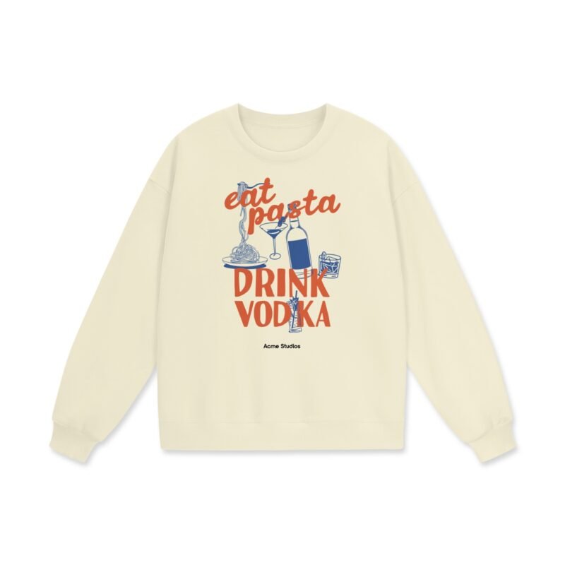 EAT PASTA, DRINK VODKA - DROP SHOULDER CREW - BONE