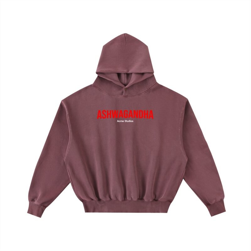 ASHWAGANDHA - FRAYED VINTAGE HOODIE - DEEP RED