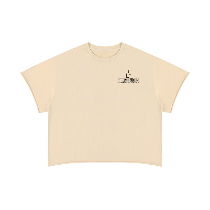 DRAW FOUR - BOXY RAW EDGE TEE - APRICOT/CREAM
